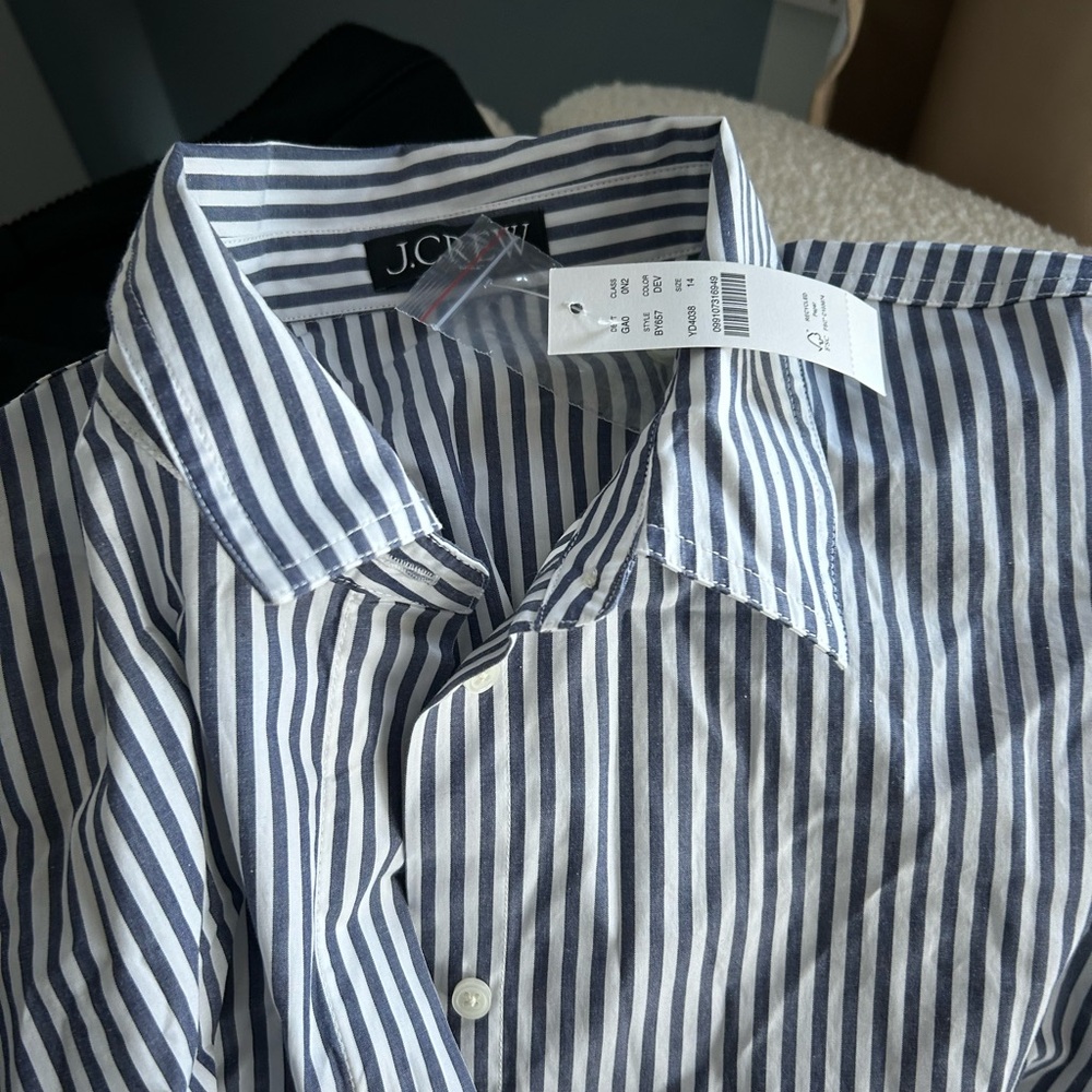 J. Crew Blue and White Striped Blouse